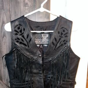 Vintage Bikers Dream Apparel Black Leather Vest
